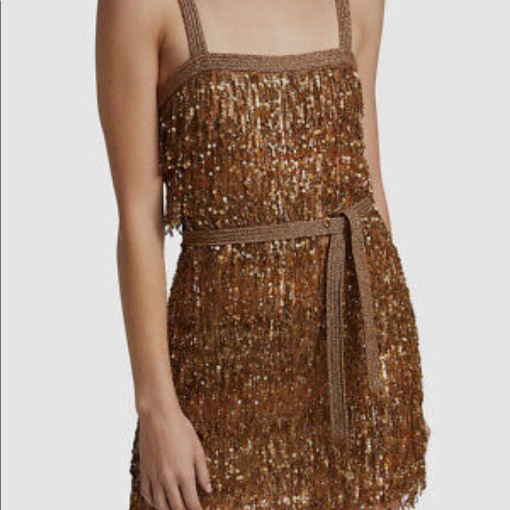 Alice and Olivia Sonja Sequin Fringe Mini Dress Size 2
